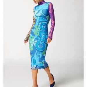 UO Zoe Printed Long Sleeve Midi Dress